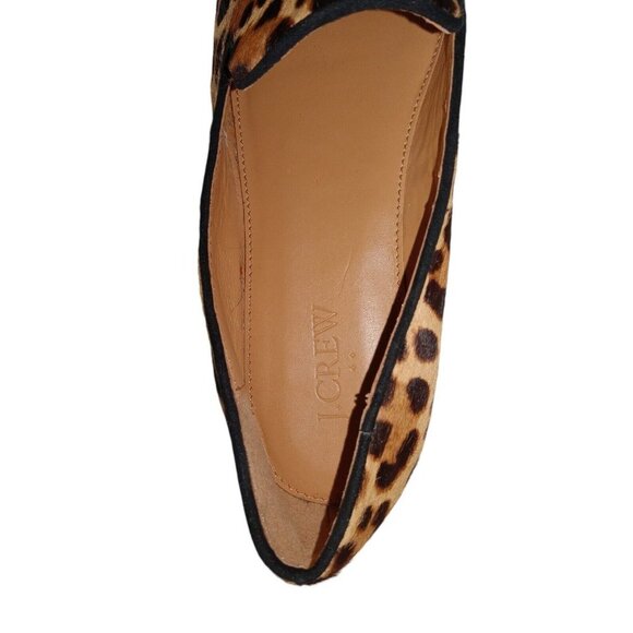 J. Crew Loafers Women's Brown Black Calf Fur Leopard Print Flats Shoes sz 8 - Picture 6 of 11